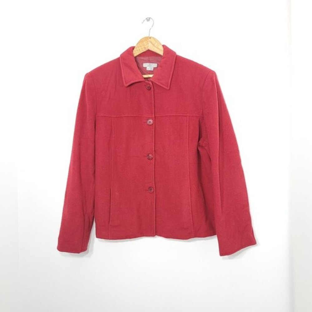 Vintage Jax Essentials Red Cashmere Wool Blend Jacket Coat Lined Pocket